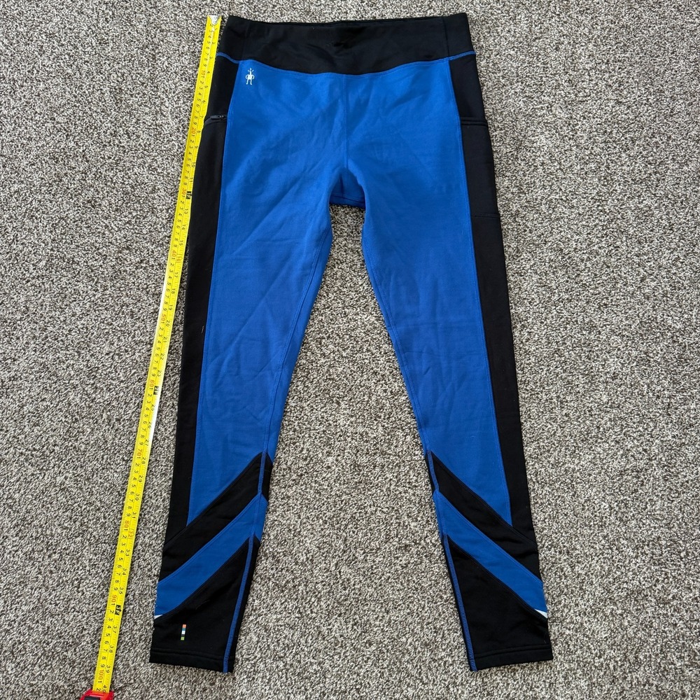Smartwool Sport Fleece Colorblock Leggings Womens L Blue SW017356 Ski Snowboard
